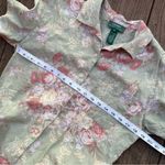 Ralph Lauren Lauren Linen Green Floral Toile Print Short Sleeve Button Shirt S Photo 4