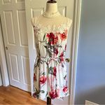 Blu Pepper  Floral Lace Trim Mini Dress (L) – Rayon Boho Flowy Romantic Staple Photo 5