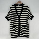 CAbi  Whistle Cardigan‎ Striped Button Front V-Neck Relaxed Dolman Sleeve Pockets Photo 1