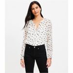 Loft Ann Taylor Flocked Cutaway White and Black Floral Blouse Size XXL Photo 3