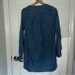 EXPRESS NWT  Chambray Shirt Dress V neck long sleeves collarless medium wash XS Photo 6
