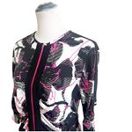 Joseph Ribkoff  Vintage 80’s Zip Up Top Size 10 Stretchy Retro Pink Neon Black Photo 3