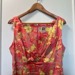 Anne Klein  Peach Pink Yellow Floral V-Neck Knee Length Business Dress Careerwear Photo 1
