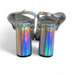 American Vintage CHUNKY SILVER IRRIDESCENT BUTTERFLY‎ SANDALS FESTIVAL HEELS SIZE 5. Photo 4