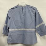 Banana Republic  medium Blue Linen White Lace Blouse Top Photo 1