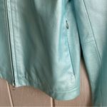 Saks 5/48 Leather Zip Blazer Jacket in Metallic Blue Size 2 Photo 3