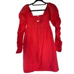 Free People Lindsay Babydoll Dress in Bella Rosa Red Size L New w/ Tag MSRP $138 Photo 10