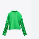 ZARA NWT Silky Satin FITTED RUCHED Sleeve BLOUSE Green Bloggers Fav Photo 4