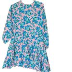 RHODE Women's Pink & Blue Floral Print Puff Sleeves Mini Dress Size Medium Photo 4