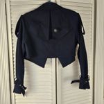NWT Belle‎ & Bloom Womens Navy Manhattan Cropped Trench Coat Medium Blue Photo 2