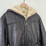 wilson's leather Wilson’s Leather Vintage Faux Fur-Lined Dark Brown Leather Bomber Jacket Sz M Photo 1