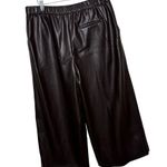 M&S Chocolate Brown Faux Leather Wide Leg Pants Women's Size 12 Regular Photo 8