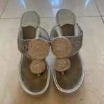 Jack Rogers Straw Leather Wedges Sz 8M 3inch Heel Photo 1