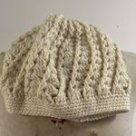 Handmade  knitted Creme with pink flower beanie Photo 1