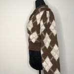 Cider Womens Sweater S Brown Jumper Check Knit Long Sleeve Pullover Top Photo 3