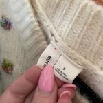 Anthropologie Moth Metallic Check Crew Neck Pullover Knit Sweater Cream Size Small Photo 6