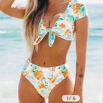 Cupshe  cute Floral bowknot bikini bottoms only Small NWT Photo 0