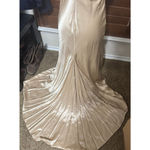 David's Bridal  Bridesmaid Dress Size 4 Beige Satin Charmeuse sleeveless prom Photo 4