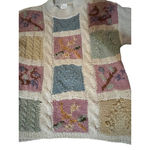 Vintage 90s Needles & Yarn Sweater Womens M Patchwork Floral Knit Korea Size M Photo 12