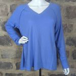 Wildfox Haley Brushed Long Sleeve V-Neck Top Blue Size Small Exposed Seams Photo 1