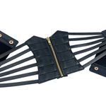 Retro Style Black Elastic Faux Leather Waist Belt Wide Waistband‎ Gold Zipper Photo 2