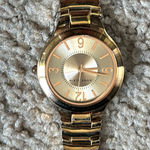 Anne Klein women’s vintage gold tone bracelet wristwatch OS measurements shown Photo 2