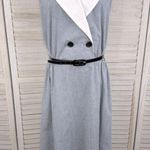 AVON FASHIONS Vintage Union Made Midi Belted Sleeveless Dress Gray/White Photo 0