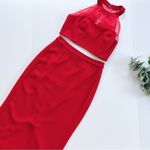 Dress the Population NEW Women’s Elliana Two-Piece Faux Halter Set Rouge Photo 5
