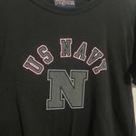 Jansport  U.S. Navy Short Sleeve Sweater L Black Naval Academy Football Military Photo 2