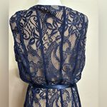 Candalite Formal Maxi Dress Women 1X Navy Lace Overlay Floral Event Wedding Prom Photo 4