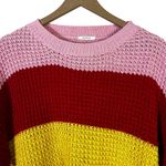 Cloudwalk Striped Bell Sleeve Sweater Womens S Pink Oversized Retro Quirky Fun Photo 3