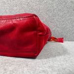 Women's Red Leather Shoulder Bag Woven Design Casual Handbag Photo 5