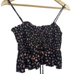 Forever 21  Sweetheart Neck Floral Ruched Babydoll Blouse in Black/Pink Size M Photo 5