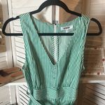BB Dakota Green and White Striped V Neck Dress With Belt Photo 2