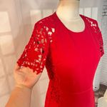 Elie Tahari Hudson Red Lace appliqué sheath Dress Size Small Photo 4