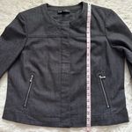 St. John Jacket Full Zip Up 3/4 Sleeves Collarless Pockets Denim Black L Photo 10