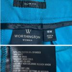 Worthington Trousers Slim Fit Ankle Mid Rise Pants Teal Blue Women’s Size 16W Photo 8