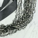 Black Multi Strand Beaded Ribbon Tie Necklace Photo 6