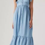 Levi's Levi’s Katherine maxi dress Blue denim tie shoulder pearl button dress XL Photo 8