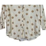 ZARA Button Up Shirt Textured Polka Dot Collared Long Sleeve Small Ivory Beige Photo 2