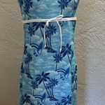 CLEARANCE Finesse Tank Dress Women LG Blue White Tropical Print USA Vintage Y2K Photo 0