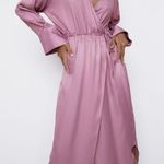 ZARA  Satin Effect Faux Wrap Midi Dress Photo 3