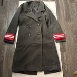 36.5  Striped Sleeve Panel Double Breasted Coat S Peacoat Trench Winter Rocker Photo 5