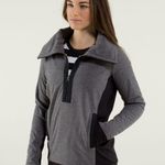 Lululemon Post Chaturanga Half Zip Pullover Sweater Womens Gray Black 6 Photo 2