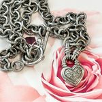 Sterling Silver  Pave Crystal Heart Necklace and Earring Set Photo 5