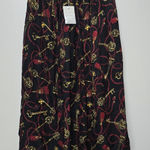 Vintage Barrie Pace Ltd 100% Silk Pleated Equestrian Maxi‎ Skirt Sz 8 NWT Black Photo 0