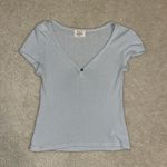 Greyish White Vneck Short Sleeve Top Size XS Photo 1
