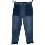 Boden Colorblock Raw Hem Straight Crop Jeans Artsy Picnic Summer Comfort 6L Blue Size undefined Photo 3