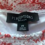 Perceptions  Orange and White Leaf Print Lace lined Dress Photo 1