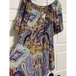 Umgee Paisley Print Dress Off Shoulder Short Sleeve Bohemian Style Small Photo 2